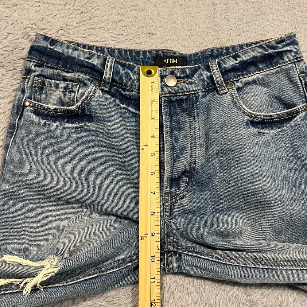 AFRM Jeans‎ Destroyed Distressed 5-Pocket Blue Denim Button Fly Women's 25 30x28 - Picture 6 of 15